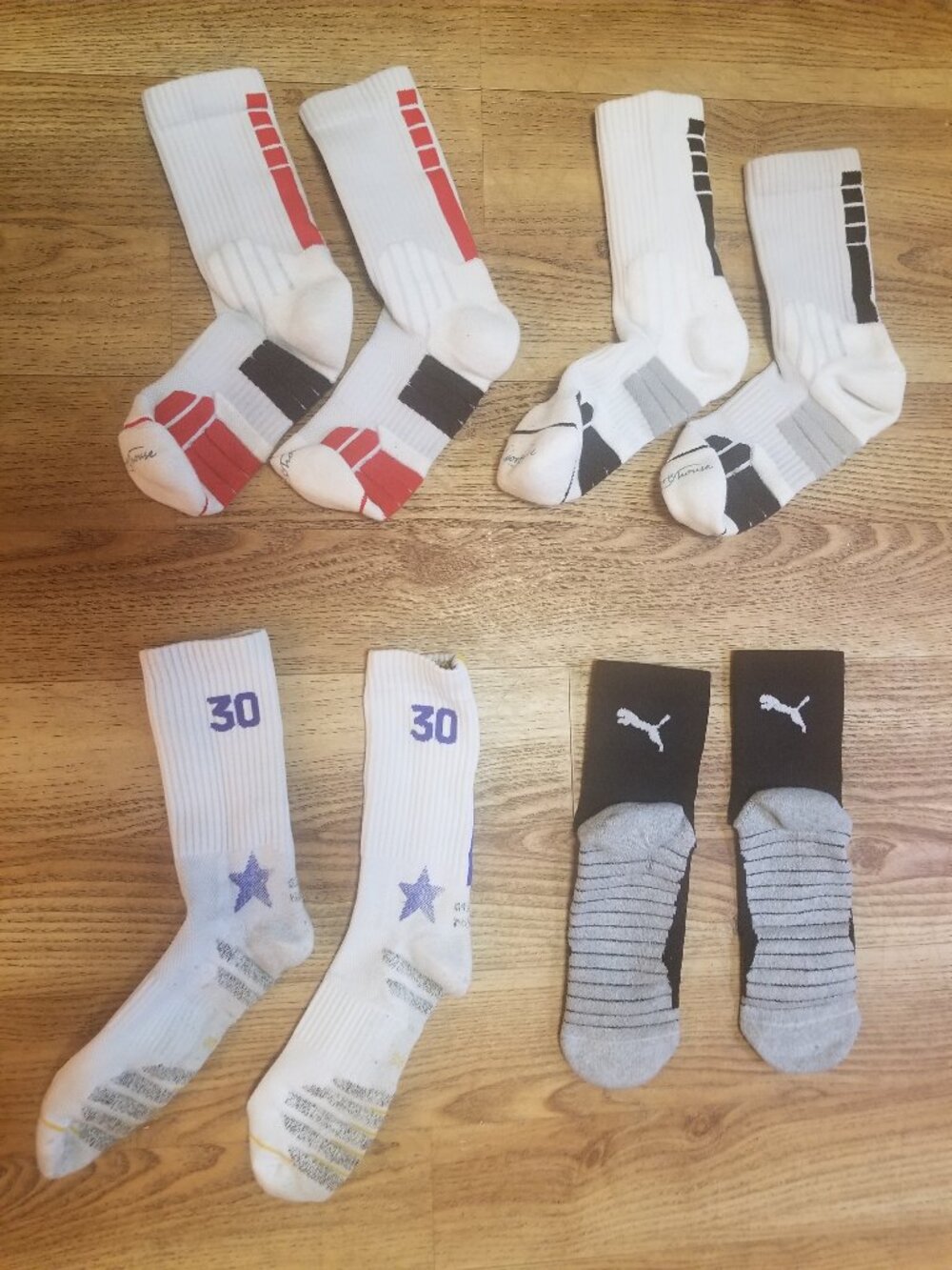 21 PAIRS OF BASKETBALL SOCKS !! CURRY ELITE PUMA UNDER ARMOUR LARGE L